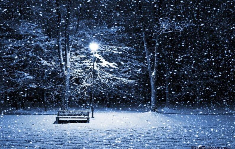 黑夜照片唯美图片：冬季黑夜带字意境图片