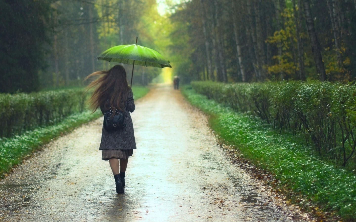 一个人漫步在雨中图片