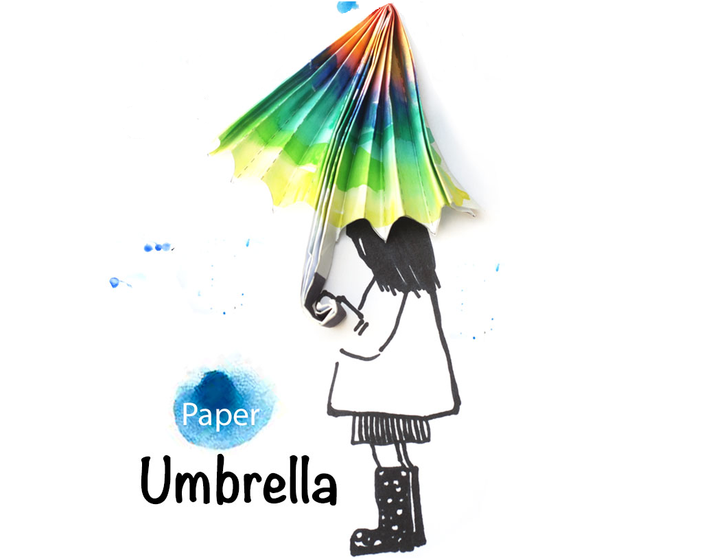 雨中打伞女孩卡通图片