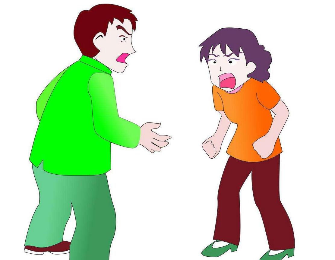 夫妻吵架的卡通图片