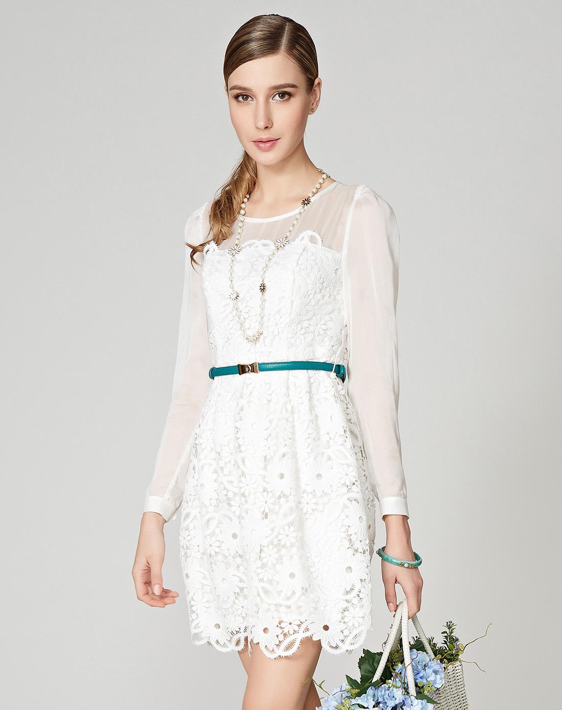 女式白色连衣裙 白色蕾丝裙照片