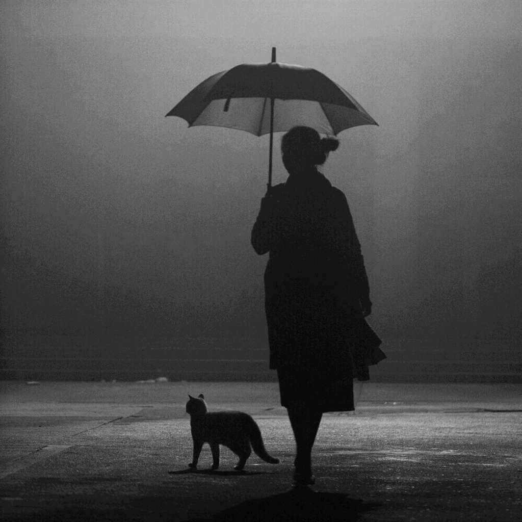 我在雨中撑着伞,跟猫一起等你回来,可你在哪呢 