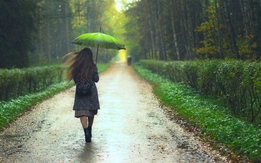 一个人漫步在雨中图片