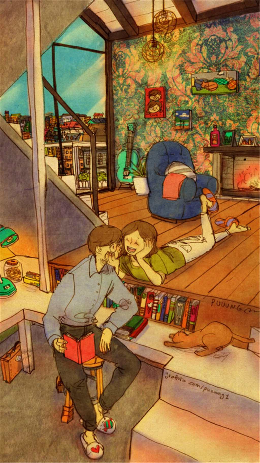 韩国插画师puuung的暖心爱情故事插画 壁纸