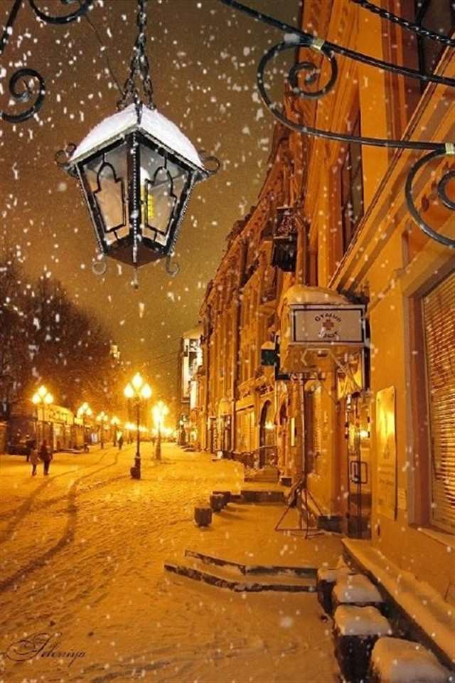 好看的夜晚路灯唯美图片#街拍#路灯#唯美#下雪