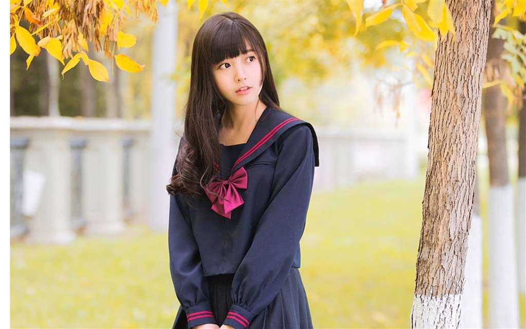 jk制服高颜值美女清新养眼写真桌面壁纸