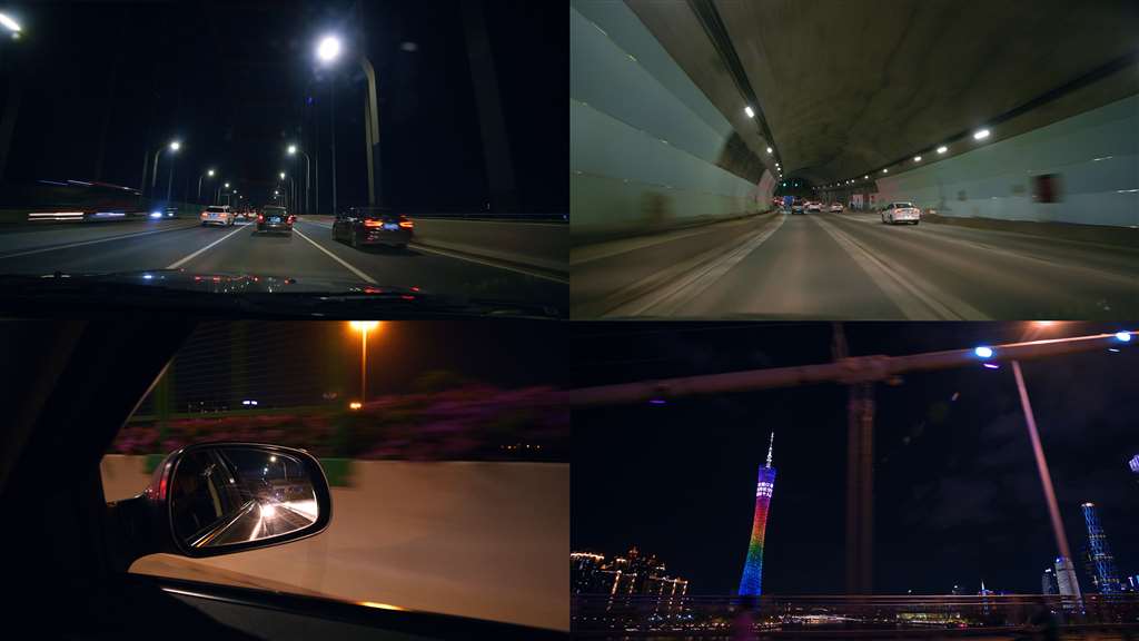 城市夜晚开车车窗外夜景4k视频素材