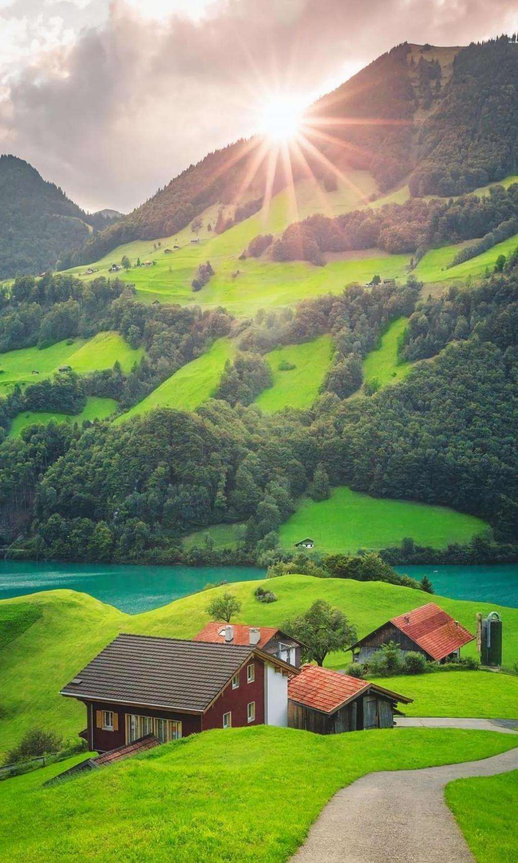清新唯美的瑞士小镇,锁屏图片,高清手机壁纸,风景