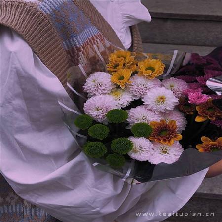 手捧花束唯美ins风背景图片大全