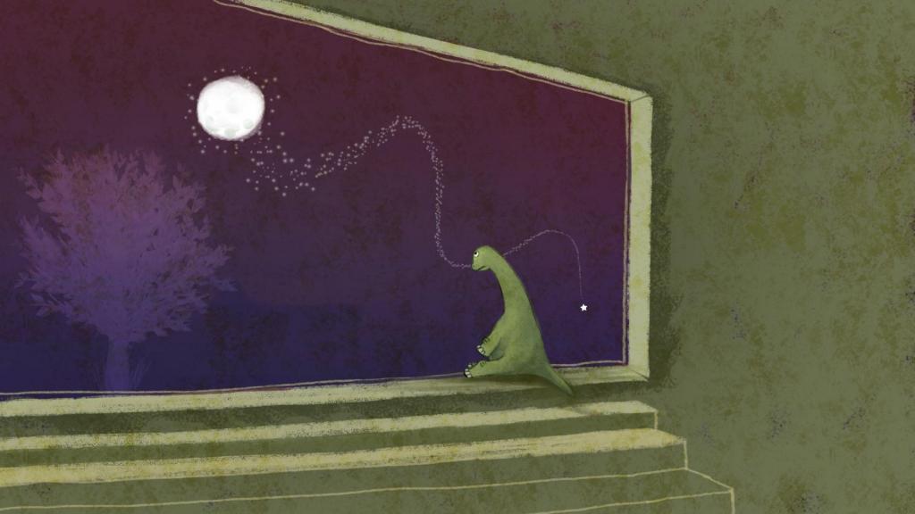 孤单旅行的小恐龙唯美卡通壁纸图片