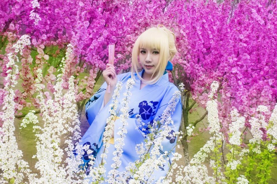 亚瑟王阿尔托莉雅·潘德拉贡Saber和服cosplay