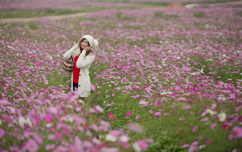 冬日花季少女户外唯美写真大片